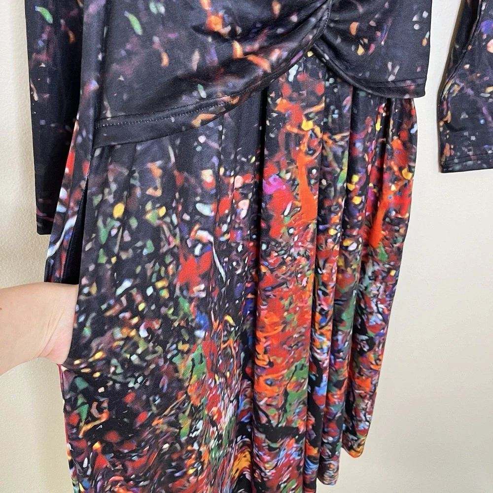 Women's Dress Whimsigoth Art To Wear Abstract‎ Evening Dark Romantic Long Sleeve - Picture 5 of 11
